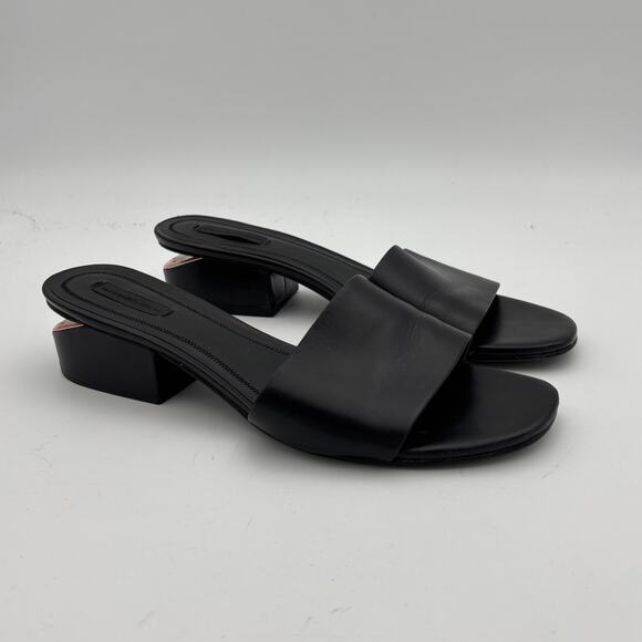 Alexander Wang Lou Leather Block Heel Slides Sandals Women's 40.5 - Picture 1 of 12